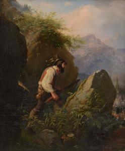 von ENHUBER Karl,Scene in Mountains with Hunter Stumbling Upon Squa,1839,Burchard 2016-10-16