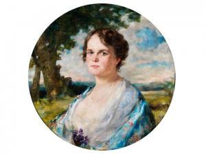 VON FLESCH BRUNNINGEN Luma 1856-1934,HALBBILDNIS EINER JUNGEN DAME,Hampel DE 2012-06-19