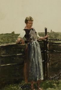von GIETL Josua 1847-1922,Magd am Gatter,1887,Scheublein Art & Auktionen DE 2021-03-19