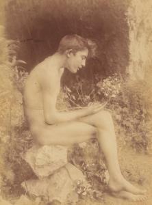 von GLOEDEN Wilhelm 1856-1931,Untitled (Boy seated on rocks),1890,Hindman US 2023-10-19