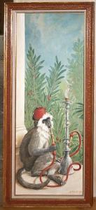 VON GRONE antoinette,A rectangular oil on canvas of a monkeysmoking a h,2000,Bonhams GB 2008-10-12