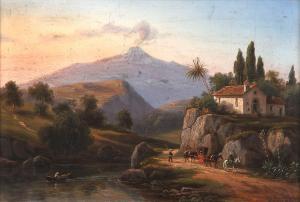 VON GUERARD Eugen Johann Joseph 1811-1901,Ansicht des Aetna vom Wege zwischen Catania u:,1842,Engel 2023-01-28