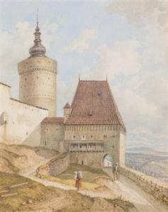 von HABERMANN Franz 1788-1866,Teilansicht der Burg Tabor in Böhmen,1833,Palais Dorotheum 2018-03-27
