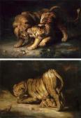 VON HAMILTON George,A lion and tiger in a cave; A tigress protecting h,Christie's 2004-10-27
