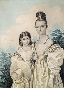 VON HAMPELN CARL 1808-1890,Doppelporträt der Töchter von General Pjotr S. Us,im Kinsky Auktionshaus 2013-06-18