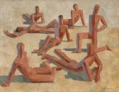 von HANNO Carl 1901-1953,Sunbathing women and men,1934,Grev Wedels NO 2009-05-25