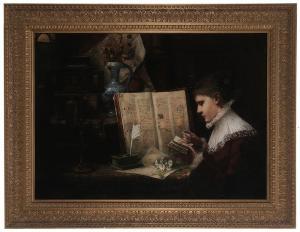 von HOESSLIN George 1851-1923,Woman Studying Manuscripts,Brunk Auctions US 2016-01-15