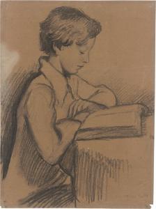 Von HOFMANN Ludwig 1861-1945,Benvenuto lesend,1910,Galerie Bassenge DE 2023-11-30