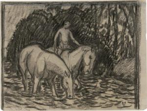 Von HOFMANN Ludwig 1861-1945,Reiter mit zwei Pferden,1900,Galerie Bassenge DE 2023-12-01