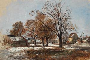 VON HORMANN Theodor,A Winter Day, Scene near St. Pölten,1880/82,Palais Dorotheum 2023-10-24