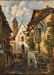 VON HORMANN Theodor,Dorfmotiv von Albeins bei Brixen, Tirol,1875,Palais Dorotheum 2023-10-24