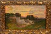 VON HORMANN Theodor 1840-1895,Weite Landschaft mit orangerotem Abendhimmel,Schloss DE 2009-11-28
