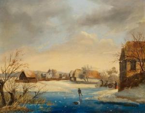 VON HORMANN Theodor 1840-1895,Winter landscape a skater,Galerie Koller CH 2017-03-29