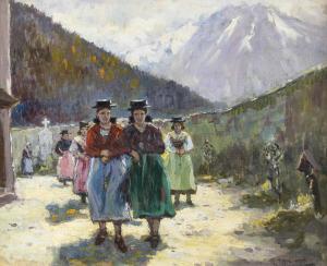 von KAAN ALBEST Julius 1874-1942,Tiroler Kirchgängerinnen,1926,Palais Dorotheum AT 2019-02-28