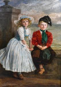 von KAMPTZ Fritz,Polish Portrait of a young girl and boy wearing tr,1908,Tennant's 2022-01-15