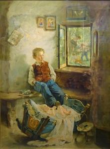 von KELLER Friedrich,The Reluctant Babysitter,19th century,David Duggleby Limited 2017-12-16