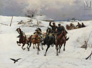 von KLECZYNSKI Bodhan 1852-1920,Attelages dans un paysage enneigé,1888,Millon & Associés 2024-04-23