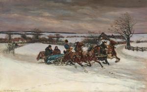 von KLECZYNSKI Bodhan 1852-1920,Sleigh in the snow,1884,Galerie Koller CH 2023-09-22