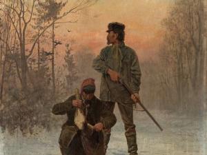 VON KLEUDGEN Fritz 1846-1924,Hunters in the Snow,c.1870,Auctionata DE 2017-01-16