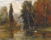 von KLEVER Julius Sergius,A lake in Pavlovsk Park, St Petersburg,1906,Christie's 2003-12-04