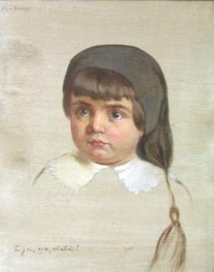 von KNAPP Maria 1867-1932,Portrait eines Kleinkindes mit Mütze,Zeller DE 2009-09-17