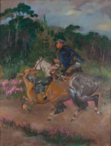 Von KOSSAK Wojciech 1857-1942,Lancer on horseback with a groom,1941,Desa Unicum PL 2024-04-16