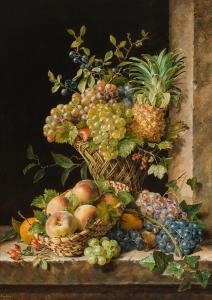 von KOUDELKA SCHMERLING Pauline 1806-1840,„Früchtestillleben mit Traube,1833,im Kinsky Auktionshaus 2022-06-28