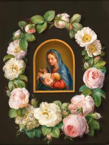 von KOUDELKA SCHMERLING Pauline 1806-1840,Maria mit dem Kinde in einem Kranz ,1830,Palais Dorotheum 2022-06-20