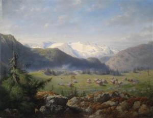 von KRATZER Carl,Wildensee Alm mit Blick auf den Dachstein,1858,Palais Dorotheum 2011-06-09