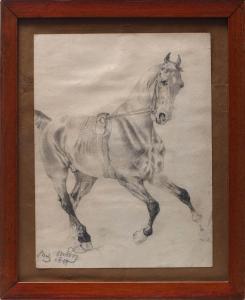 von LOOZ CORSWAREM Walter,Bleistiftstudie eines galoppierenden Pferdes,1899,Bloss 2016-12-05