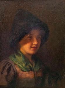 von MÜLLER Emma,Portrait eines jungen Mädchens in Tracht mit Hut,,1921,Palais Dorotheum 2023-04-05