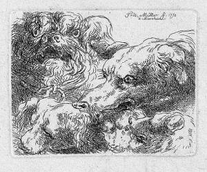 von MÜLLER Karl Friedrich Johann 1813-1881,Fünf Hundeköpfe,1770,Galerie Bassenge DE 2017-11-30