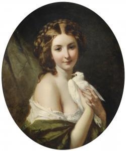 von MÜLLER Karl Friedrich Johann 1813-1881,YOUNG LADY WITH A DOVE,1854,Sotheby's GB 2017-12-19