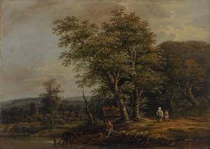 von MANSKIRSCH Jakob 1710-1766,Waldlandschaft mit rastendem Bauern, im H,Scheublein Art & Auktionen 2009-03-06