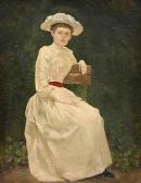 VON MEISSL August 1867-1926,Portrét dámy v bílých atech,1890,Meissner Neumann CZ 2010-03-28