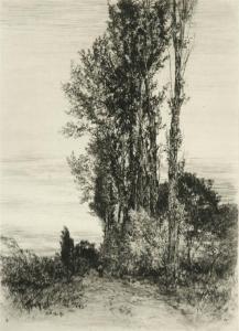 von MENZEL Adolph 1815-1905,Landscape with Trees,Weschler's US 2008-09-13