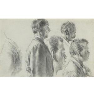 von MENZEL Adolph 1815-1905,STUDIES OF MALE HEADS IN PROFILE,Sotheby's GB 2011-05-05