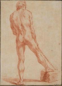 von MULLER Johann Gotthard 1747-1830,Homme en pied vu de dos, le pied posé s,1776,Millon & Associés 2019-03-28