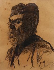 VON MUNKACSY Mihaly 1844-1909,portrait of a bearded man,1874,Burstow and Hewett GB 2023-08-31