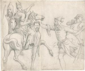 Von OLIVIER Friedrich 1791-1859,Ein türkischer Krieger präsentiert seinem Off,1818,Galerie Bassenge 2022-12-02