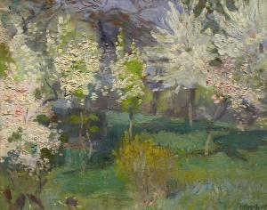 von OTTERSTEDT Alexander Karl Fr 1848-1909,Blick auf blühende Kirschbäume,Geble DE 2016-11-12