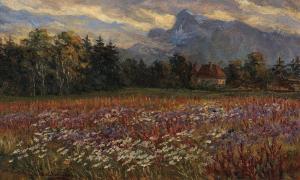 von PAUSINGER Helene Paula 1871-1956,A Blossoming Meadow and a Villa at the Foot o,Palais Dorotheum 2020-09-23