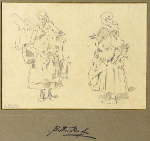 von PETTENKOFEN August Xaver Ritter,TWO STUDIES OF A PEASANT WOMAN,Mellors & Kirk 2009-04-30