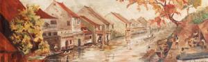 von PLESSEN Victor 1900-1988,Chinese Houses by the River,Sidharta ID 2017-07-23