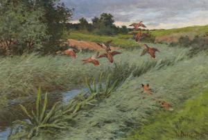 VON PROKOFIEV Dimitri 1870-1944,A Fox on a Duck Hunt,Palais Dorotheum AT 2020-09-23