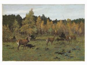VON PROKOFIEV Dimitri 1870-1944,Deer in Autumn Forest,1940,Auctionata DE 2014-06-19