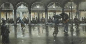 von PUTEANI Friedrich,Jour de pluie devant le café Florian à Venise,Millon & Associés 2015-06-24