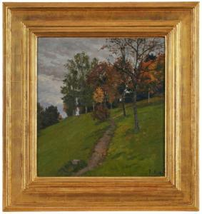 von RAVENSTEIN Paul 1854-1938,Herbstliche Landschaft mit Feldweg,Dobritz DE 2023-11-18