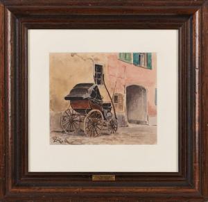 von RAVENSTEIN Paul 1854-1938,"Kutsche vor Hauseingang",1880,Dobritz DE 2023-06-17