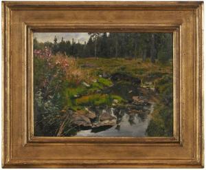 von RAVENSTEIN Paul 1854-1938,Waldrand mit einem kleinen Teich,1906,Dobritz DE 2023-11-18